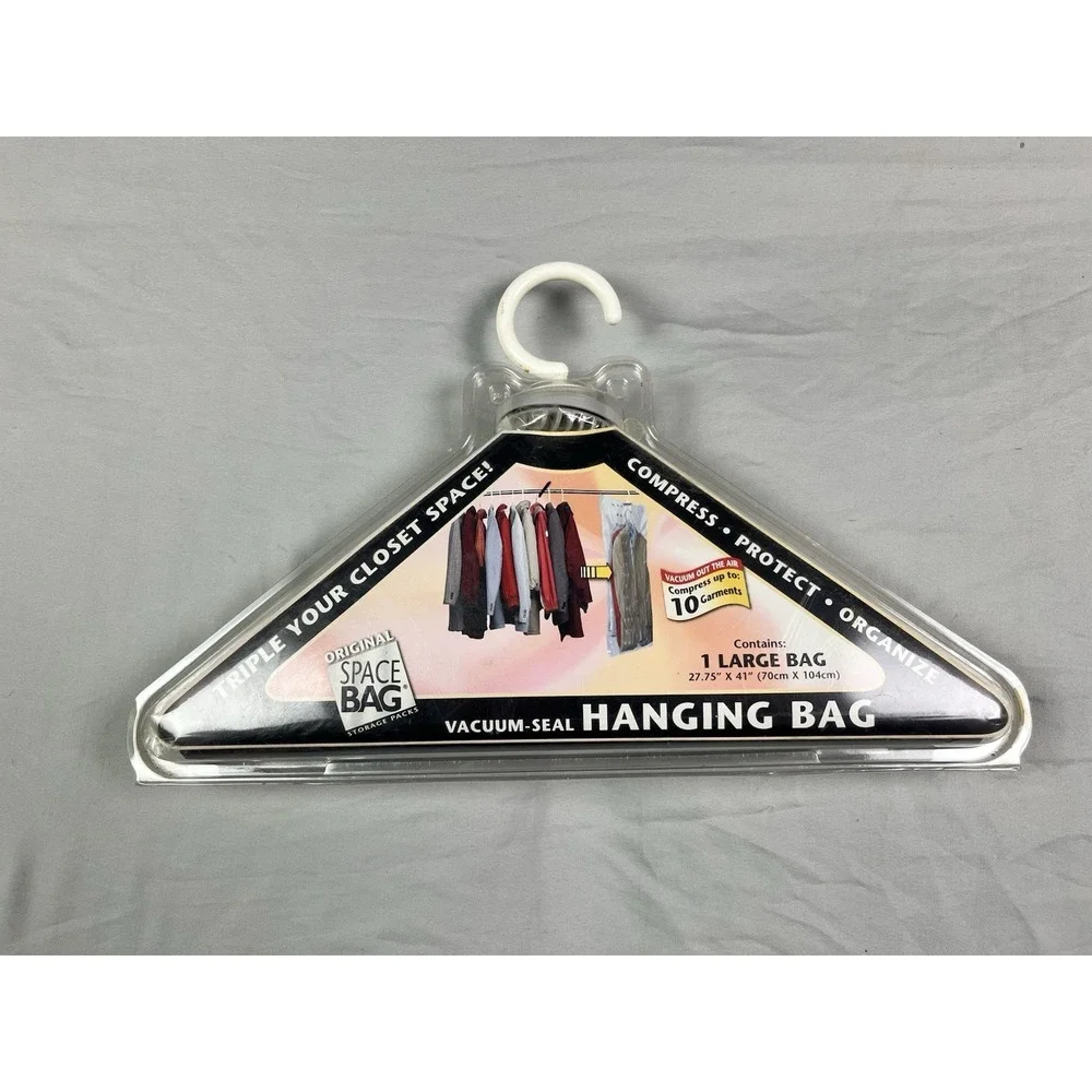 Space Bag Vacuum Seal Closet Hanging Bag Coat Jacket Suit Dress Clothing Storage
